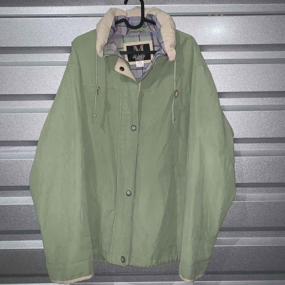 Green rain coat